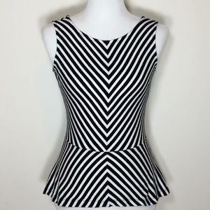 Banana Republic Striped Sleeveless Peplum Top
